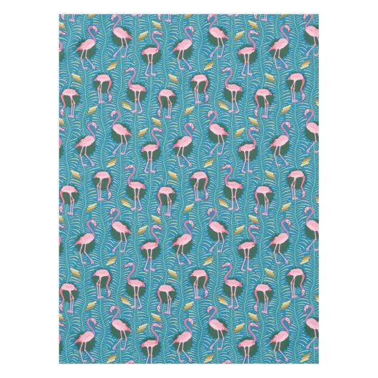 Deko-Farne der Flamingo-Vogel-20s kopieren blaues Tischdecke (Vorderseite)