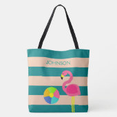 Deko Flamingo Personalisiert Beach Tasche (Rückseite)