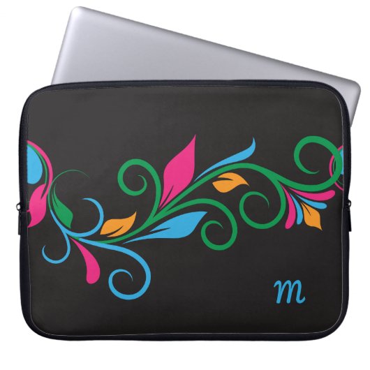 Deko Floral Monogram Laptopschutzhülle (Vorderseite)