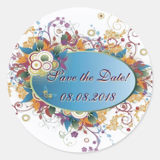 Deko floral ~ Save the Date Aufkleber (Vorderseite)