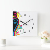 Deko Floral Square Wall Clock Quadratische Wanduhr (Zuhause)