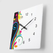 Deko Floral Square Wall Clock Quadratische Wanduhr (Winkel)