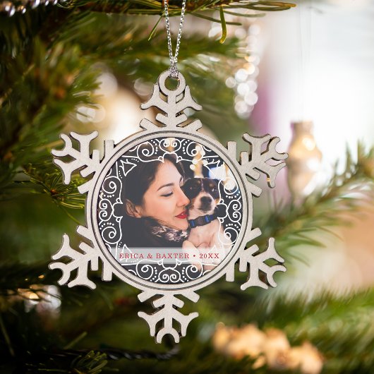 Deko Frame Foto Schneeflocken Zinn-Ornament