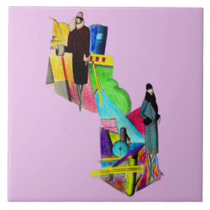 Deko-Frauen der 1930er Jahre drucken Fliese