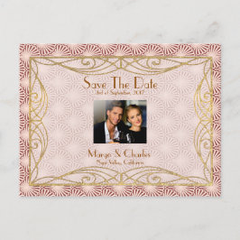 Deko Glam Gold Pink Muschel Save the Date Hochzeit Ankündigungspostkarte