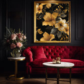 Deko Gold & Grau Blumenmuster