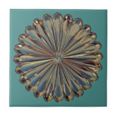Deko Gold und aquamarine Blume Fliese (Vorderseite)