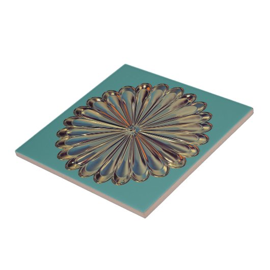 Deko Gold und aquamarine Blume Fliese (Seite)