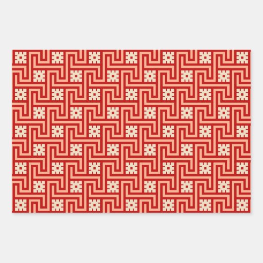 Deko griechischer Schlüssel, blau & weiß, braun, o Geschenkpapier Set (Vorderseite 3)