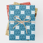 Deko griechischer Schlüssel, blau & weiß, braun, o Geschenkpapier Set (Beispiel)