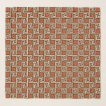 Deko Griechischer Schlüssel, Braun, Beige und Rost Schal<br><div class="desc">Quadrat Schal in einem Art Deco griechischen Schlüssel oder Labyrinth Muster in dunkelschokoladenbraun und beige,  mit Rost / Terrakotta betont</div>