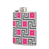 Deko griechischer Schlüssel, grau / grau und Fuchs Flachmann (Links)