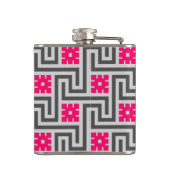 Deko griechischer Schlüssel, grau / grau und Fuchs Flachmann (Rückseite)