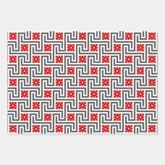 Deko griechischer Schlüssel, rosa, grün, rot und g Geschenkpapier Set (Vorderseite 3)