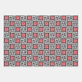 Deko griechischer Schlüssel, rosa, grün, rot und g Geschenkpapier Set (Vorderseite)