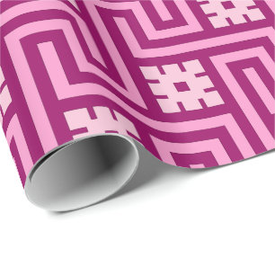 Deko Griechischer Schlüssel, Rosa und Burgund Geschenkpapier
