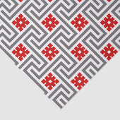 Deko griechischer Schlüssel, rot, weiß und grau / Seidenpapier (Ausschnitt)