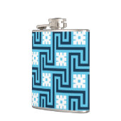 Deko Griechischer Schlüssel, Sky Blue und Navy Flachmann (Links)