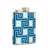 Deko Griechischer Schlüssel, Sky Blue und Navy Flachmann (Rechts)