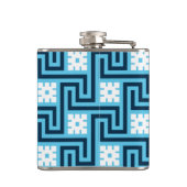 Deko Griechischer Schlüssel, Sky Blue und Navy Flachmann (Rückseite)