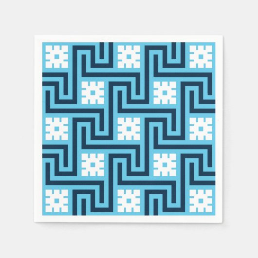Deko Griechischer Schlüssel, Sky Blue und Navy Serviette (Vorderseite)
