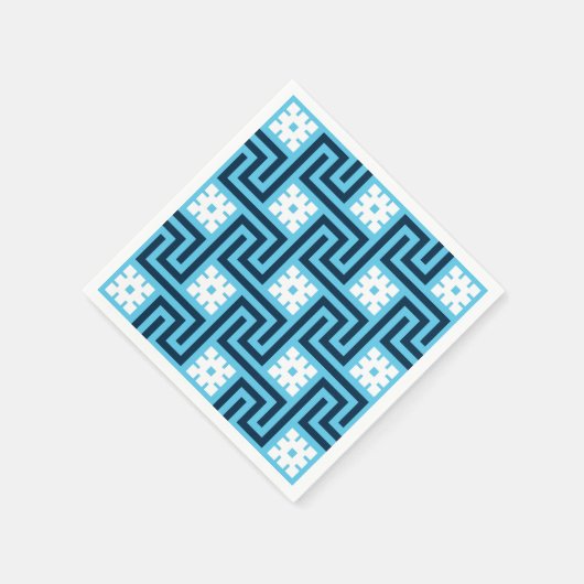 Deko Griechischer Schlüssel, Sky Blue und Navy Serviette (Ecke)