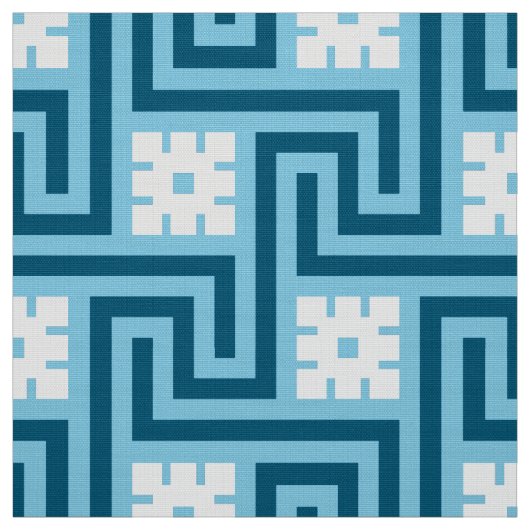 Deko Griechischer Schlüssel, Sky Blue und Navy Stoff (Muster)