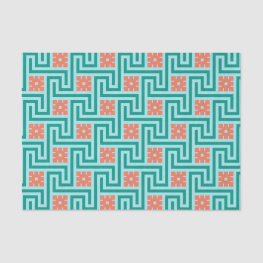 Deko griechischer Schlüssel, Türkis, Aqua und Kora Seidenpapier (Vorderseite)