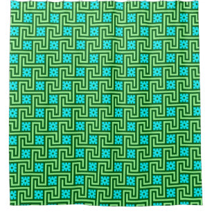 Deko griechischer Schlüssel, Türkis und Jade Green Duschvorhang