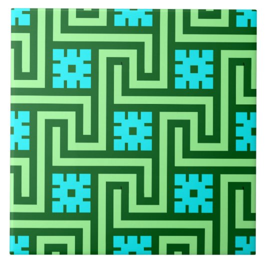 Deko-griechisches Schlüssel-, Türkis-und Jade-Grün Fliese (Vorderseite)