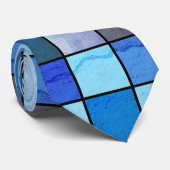 Deko Grunge Blau Muster Leaded Glass Krawatte (Gerollt)