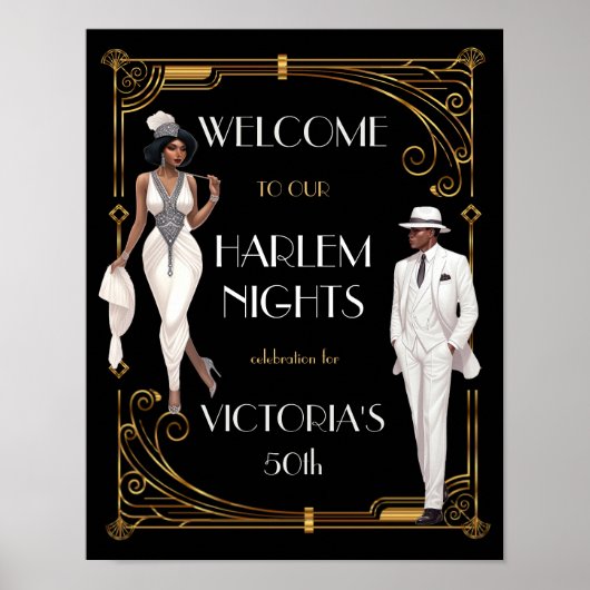 Deko Harlem Nights Flapper und Gentleman Willkomme (Vorne)