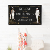 Deko Harlem Nights Flapper und Gentleman Willkomme Banner (Insitu)