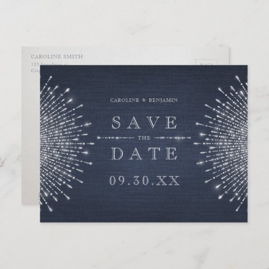 Deko-Hochzeit der Silbernacht Save the Date Ankündigungspostkarte (Vorne/Hinten)