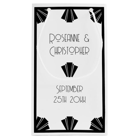 Deko-Hochzeit in Schwarz-Weiß Kleine Geschenktüte (Rückseite)