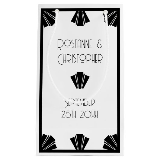 Deko-Hochzeit in Schwarz-Weiß Kleine Geschenktüte (Vorderseite)