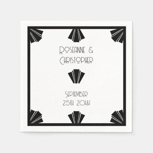 Deko-Hochzeit in Schwarz-Weiß Serviette (Vorderseite)