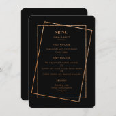 Deko-Hochzeitskarte für Schwarz und Goldrahmen Menükarte (Vorne/Hinten)
