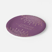 Deko-Hochzeitsmonogramm für Gold und lila Kunst Pappteller (Schrägansicht)