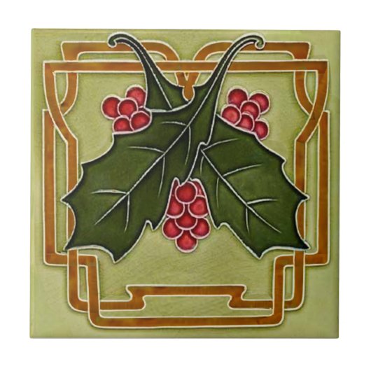 Deko Holly Berries Weihnachts-Repro Fliese (Vorderseite)