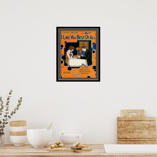 Deko "I Like You Best of All" Blatt Music Print (Küche)