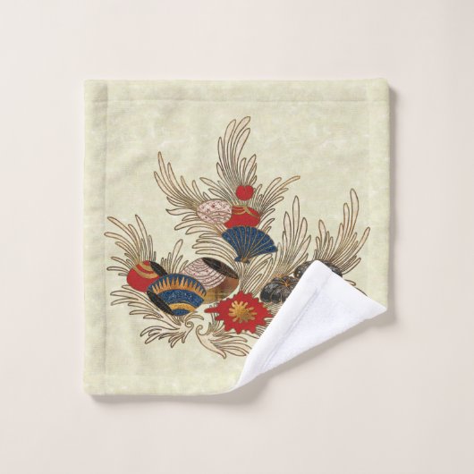 Deko im asiatischen Ozean Badhandtuch Set (Waschlappen)