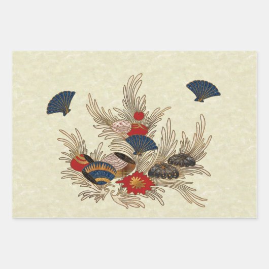 Deko im asiatischen Ozean Geschenkpapier Set (Vorderseite)