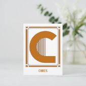 Deko in geraden Linien mit Monogramm, Buchstabe C Postkarte (Stehend Vorderseite)