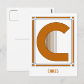Deko in geraden Linien mit Monogramm, Buchstabe C Postkarte (Vorne/Hinten)