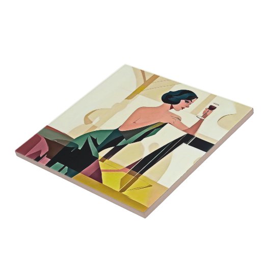 Deko Lady in Green Modern Art Fliese (Seite)