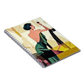 Deko Lady in Green Modern Art Notizblock (Rechte Seite)