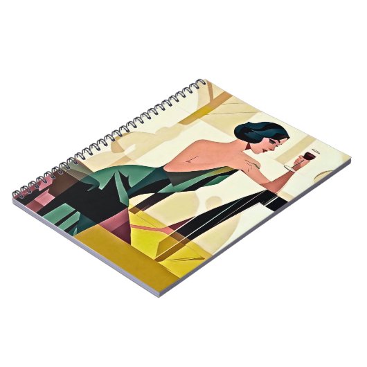 Deko Lady in Green Modern Art Notizblock (Linke Seite)