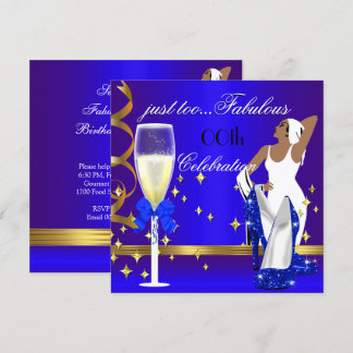 Deko Lady Royal Blue Gold zu fabelhaften Geburtsta Einladung