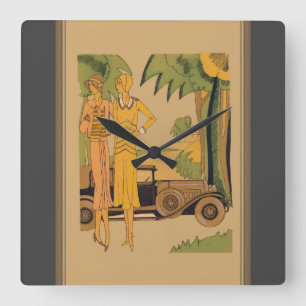 Deko Ladys and Car Quadratische Wanduhr
